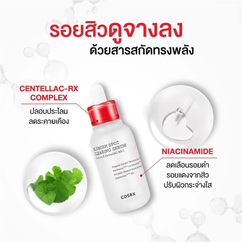 COSRX Blemish Spot Clearing Serum 40ml เซรั่มช่วยลดปัญหาผิวจากสิว ลดเลือนรอยแดง จุดด่างดำ ปรับสีผิวให้เรียบเนียนสม่ำเสมอ