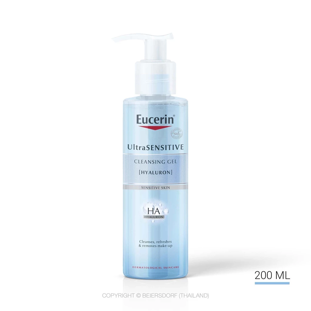 Eucerin UltraSENSITIVE [HYALURON] CLEANSING GEL 200 ML ยูเซอริน เจลล้างหน้า เหมาะสำหรับผิวบอบบาง แพ้ง่าย