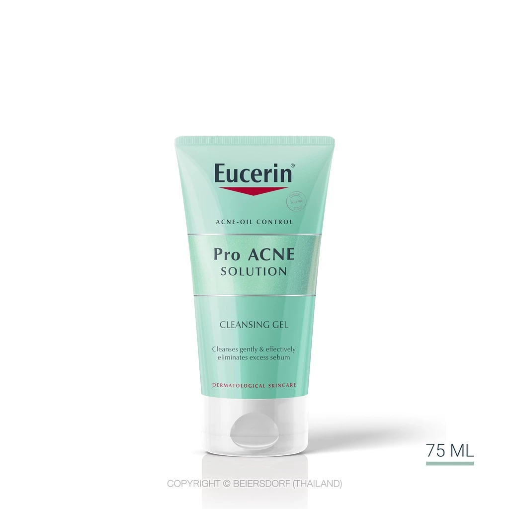 Eucerin Pro ACNE SOLUTION CLEANSING GEL 75 ML ยูเซอริน เจลล้างหน้าลดปัญหาสิว คุมมัน