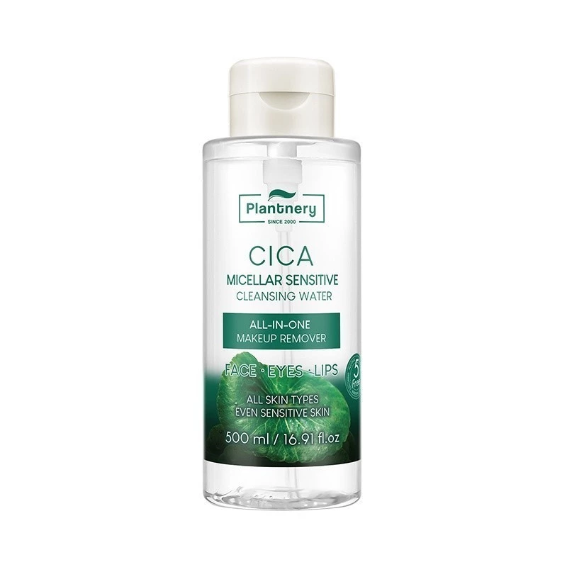 Plantnery CICA Micellar Sensitive Cleansing Water 500 ml ทำความสะอาดล้ำลึกเพื่อผิวแพ้ง่าย เช็ดเดียวหมดจด คนเป็นสิว