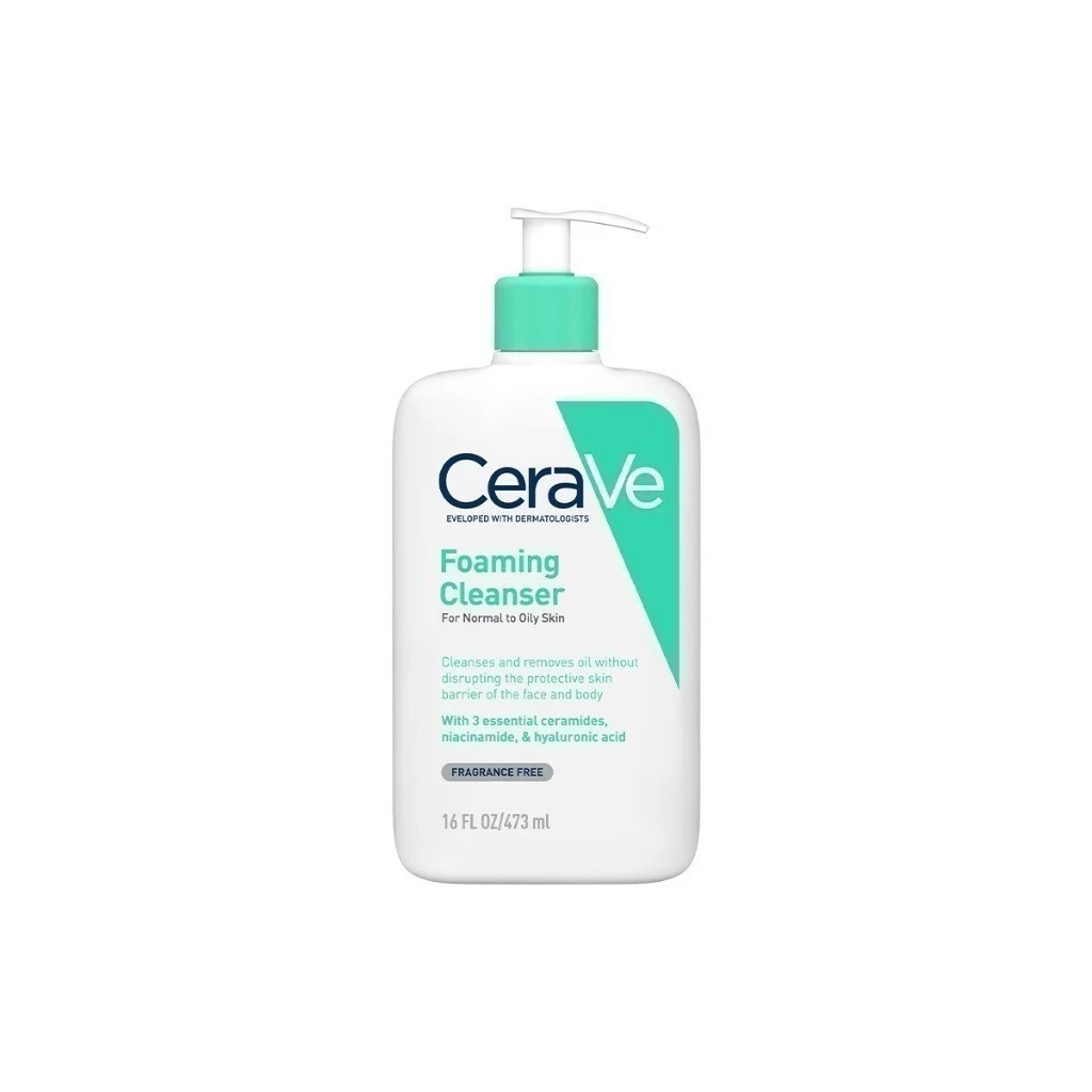 เซราวี CERAVE Foaming Cleanser โฟมทำความสะอาดผิวหน้าและผิวกายสำหรับผิวมัน 473ml