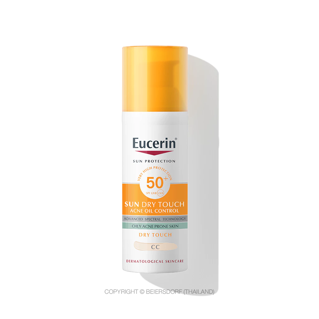 Eucerin SUN DRY TOUCH CC ACNE OIL CONTROL SPF 50+ PA++++ 50 ML ยูเซอริน กันแดดปกปิดรอยสิว ลดปัญหาสิว บำรุงผิวหน้า