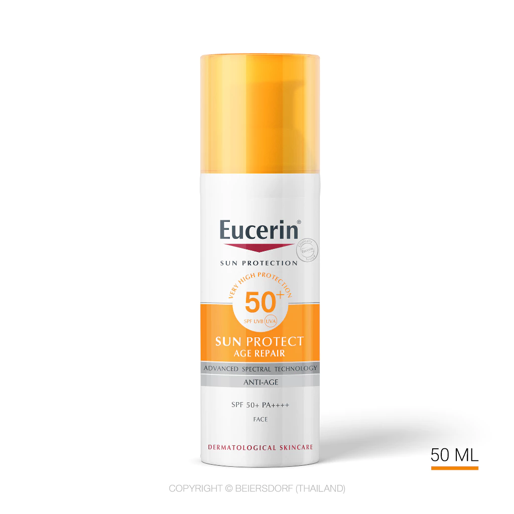 Eucerin SUN PROTECT AGE REPAIR SPF 50+ PA++++ 50 ML ยูเซอริน กันแดดสำหรับผิวหน้า เหมาะสำหรับผิวแห้ง ลดเลือนริ้วรอย