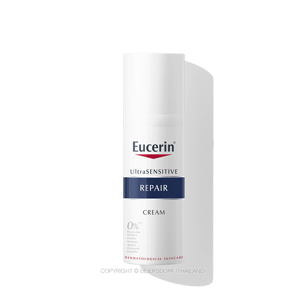Eucerin UltraSENSITIVE REPAIR CREAM 50 ML ยูเซอริน ครีมบำรุงผิวสำหรับผิวแพ้ง่าย ลดผิวแห้ง แดง ระคาย มอยเจอร์ไรเซอร์