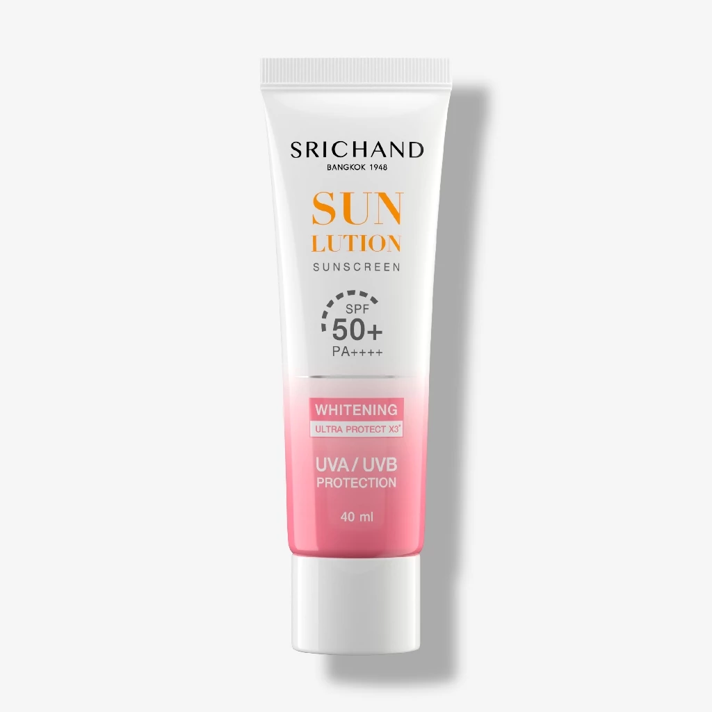 SRICHAND กันแดดสกินแคร์ สูตรผิวขาวกระจ่างใส ซันลูชั่น สกิน ไวท์เทนนิ่ง ซันสกรีน เอสพีเอฟ 50+ พีเอ++++ 40 มล.