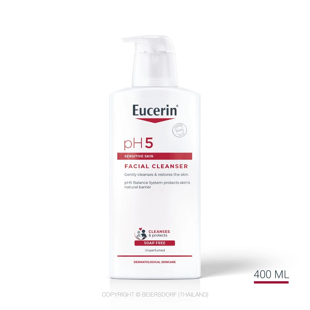 Eucerin pH5 SENSITIVE SKIN FACIAL CLEANSER 400 ML ยูเซอริน เจลล้างหน้าสูตรอ่อนโยน สำหรับผิวบอบบางแพ้ง่าย