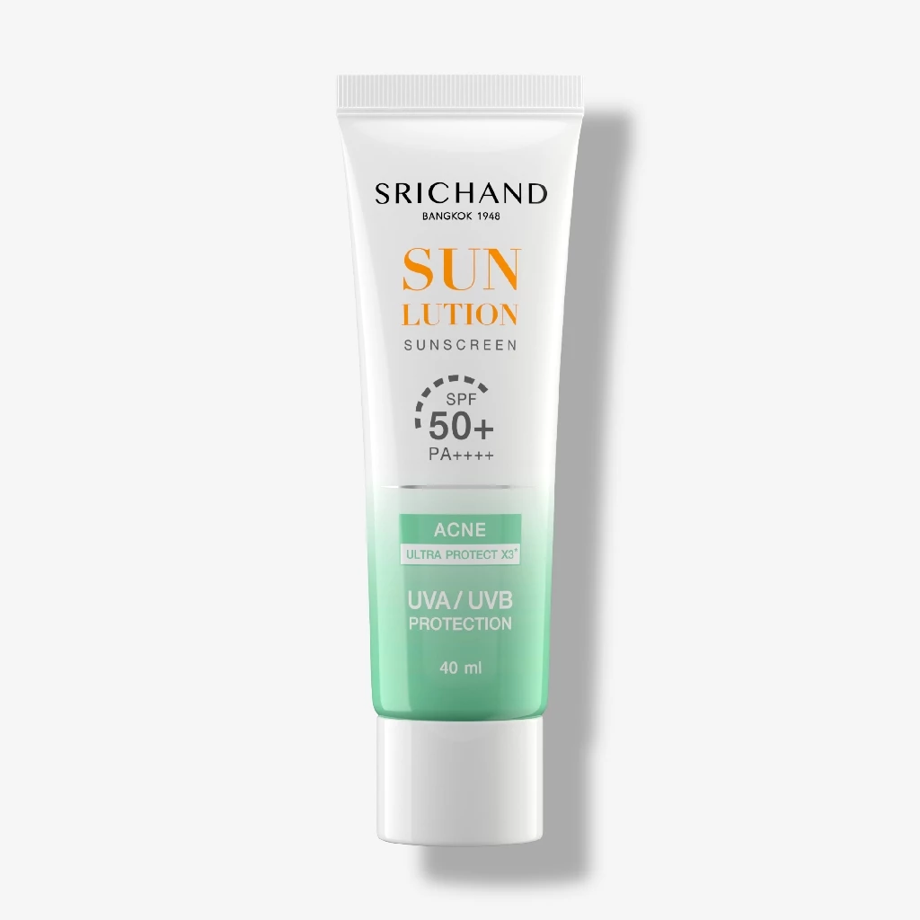 SRICHAND กันแดดสกินแคร์ สูตรคุมมันคุมสิว ซันลูชั่น แอคเน่ แคร์ ซันสกรีน เอสพีเอฟ 50+ พีเอ++++ ขนาด 40 มล.